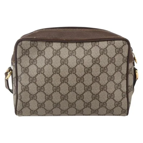 GUCCI GG Supreme Web Sherry Line Bag PVC Beige Gold 56 02 087 Auth BA7251